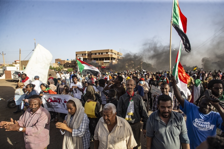 جانب من مليونية 6 أبريل في الخرطوم