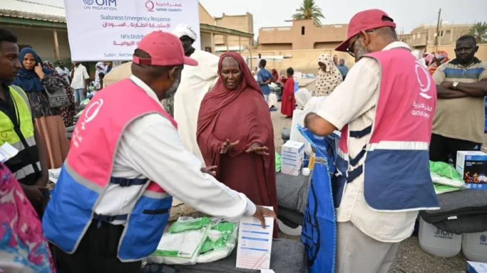قطر الخيرية توزع مواد إيوائية بشراكة مع الهجرة الدولية.jpg