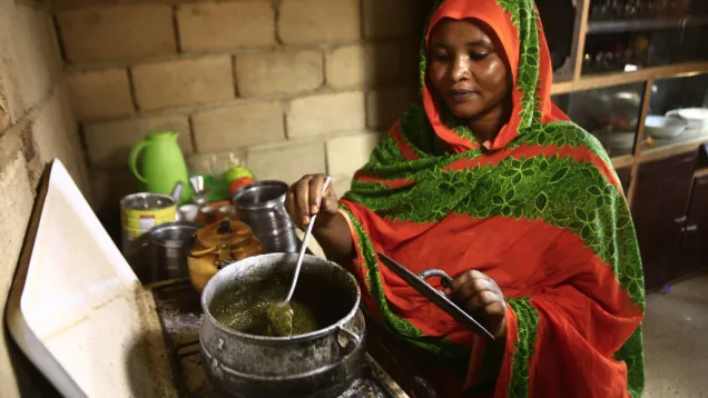 سيدة سودانية تطبخ الخضرة.jpg